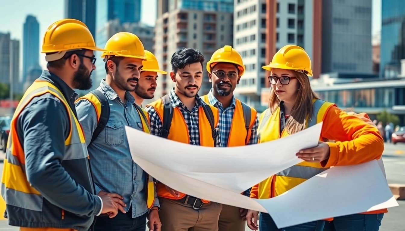 Engaging scene of construction advocacy demonstrating teamwork and community involvement.