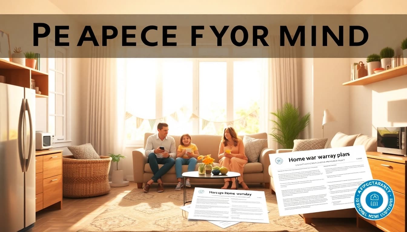 Show a family enjoying their home, highlighting affordable home warranty plans for peace of mind.