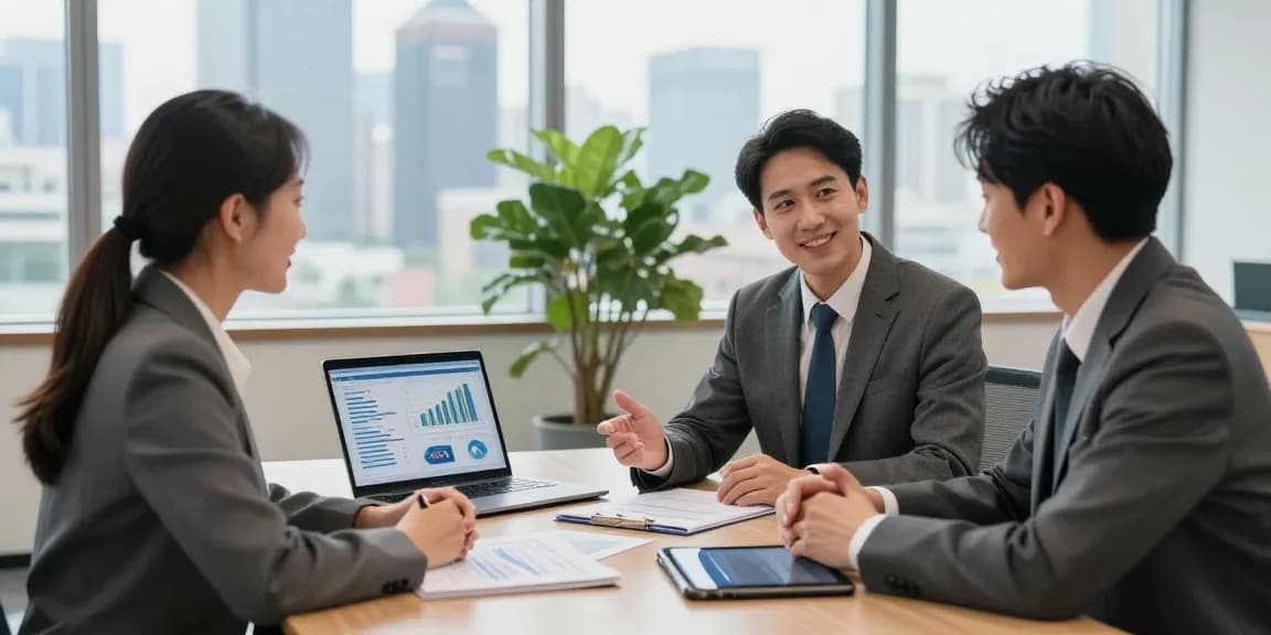 Asset protection consultation scene with financial advisor and client discussing strategies and plans.