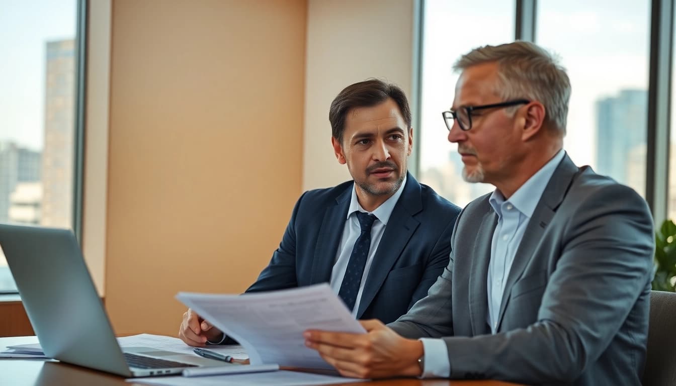 Clearwater truck accident lawyer consulting a client in a professional office setting.