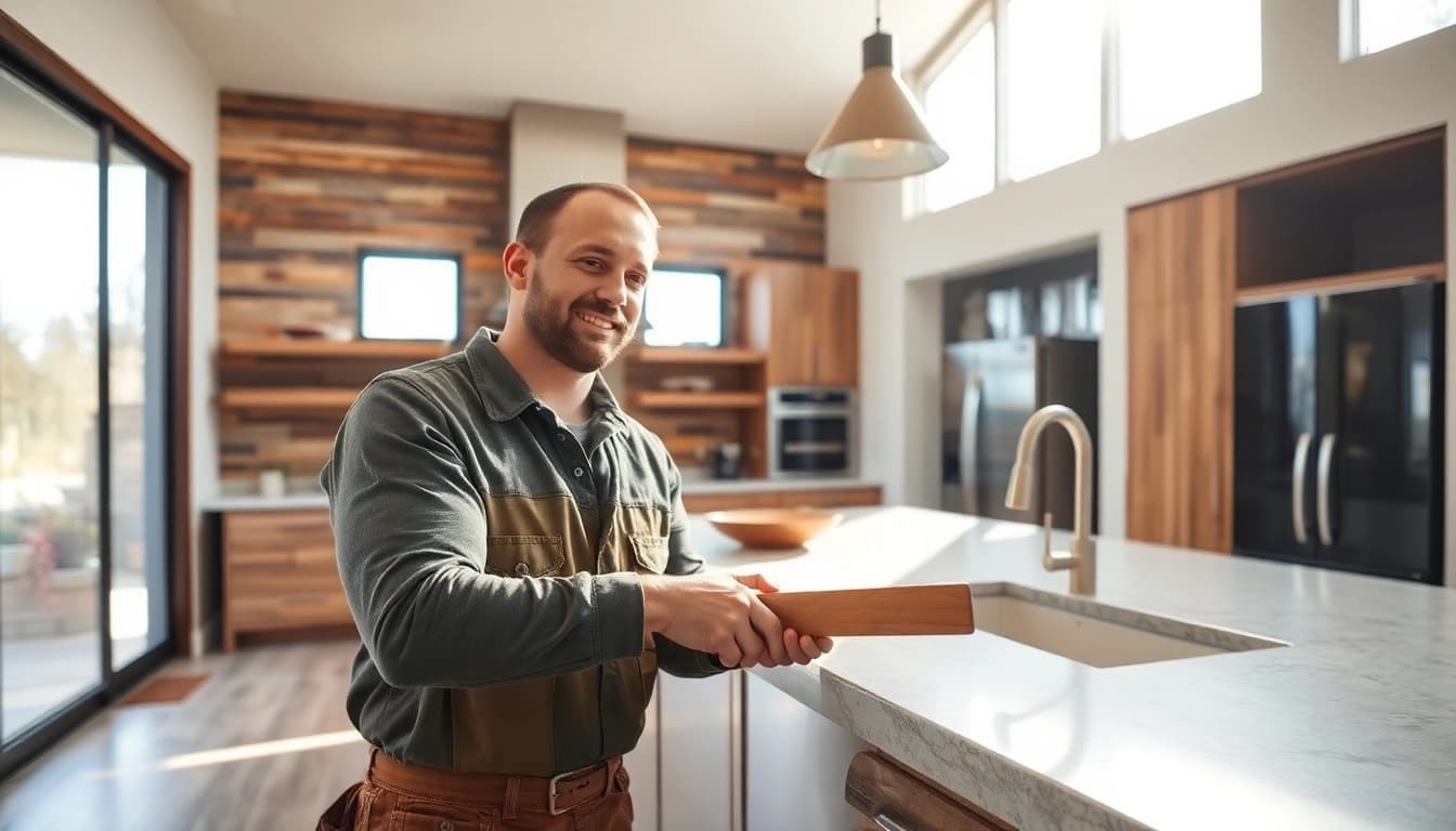 Skilled Experienced remodel contractor near me Austin in action during a kitchen renovation.