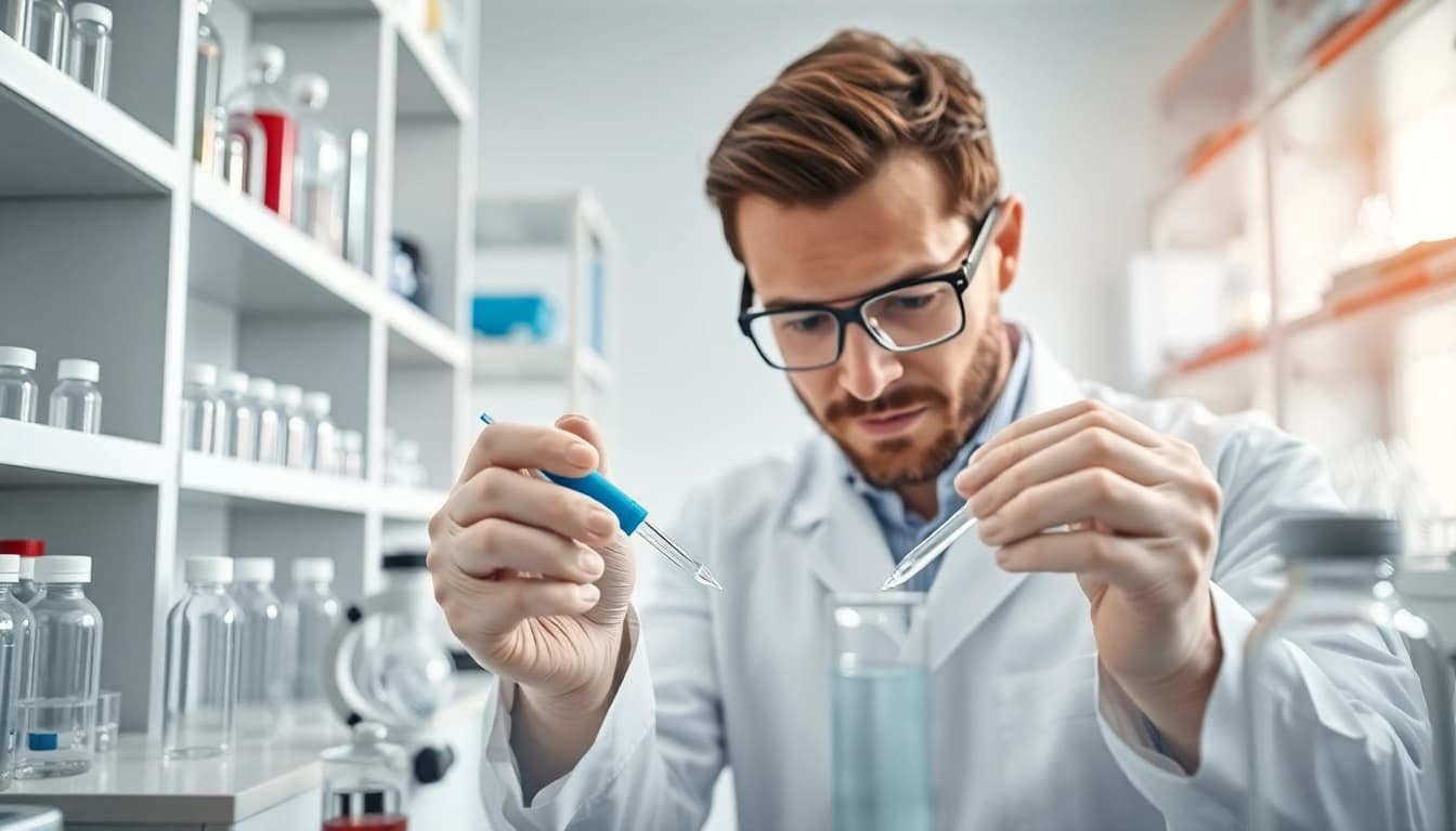 Enhance Hydro Research with scientists conducting advanced peptide analysis in a modern lab.