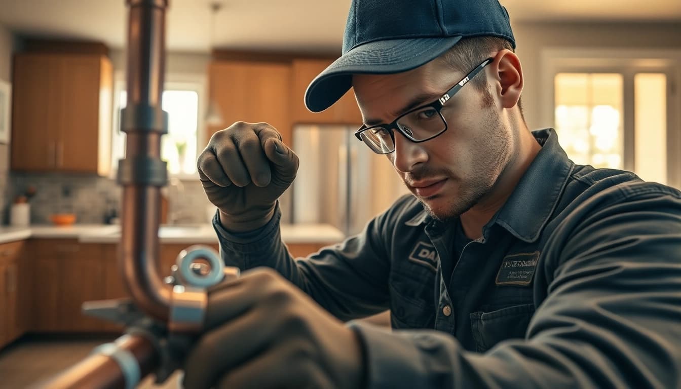Whole house repiping services St Petersburg FL being performed by a skilled technician in a modern kitchen.