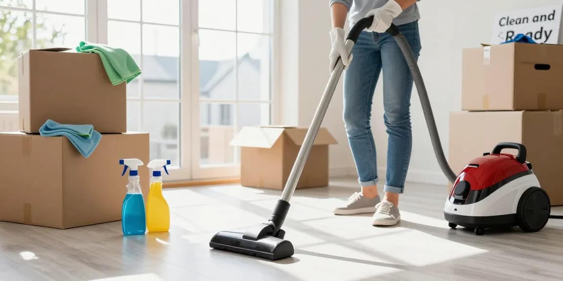 Professional umzugsreinigung solothurn scene showing a person cleaning a home after moving, emphasizing a fresh start.
