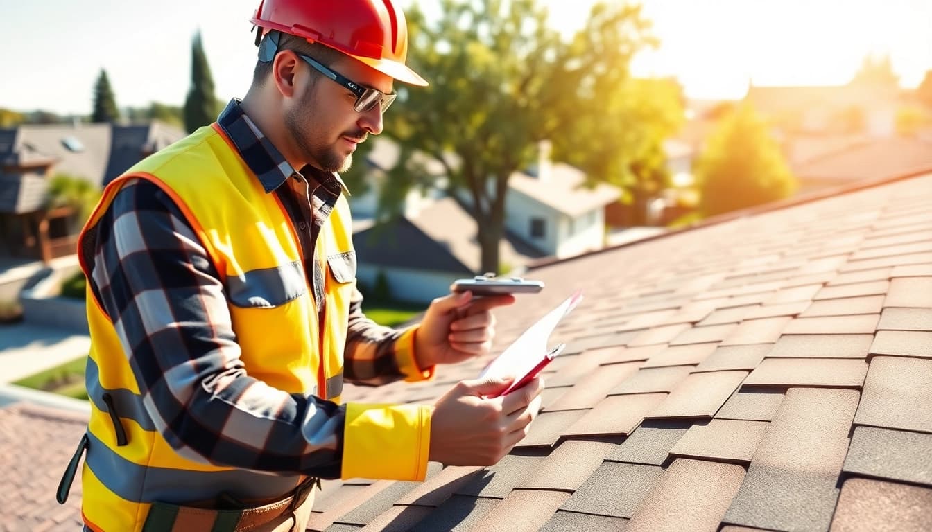 Experienced roofing contractor Castro Valley assessing a residential roof for repairs.