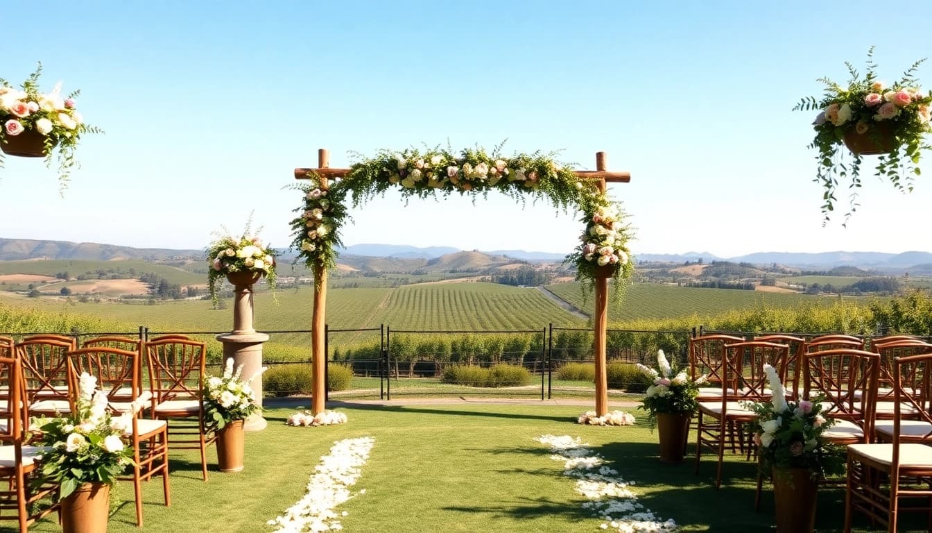 Ceremony at beautiful wedding venues northern California surrounded by nature and vibrant flowers.