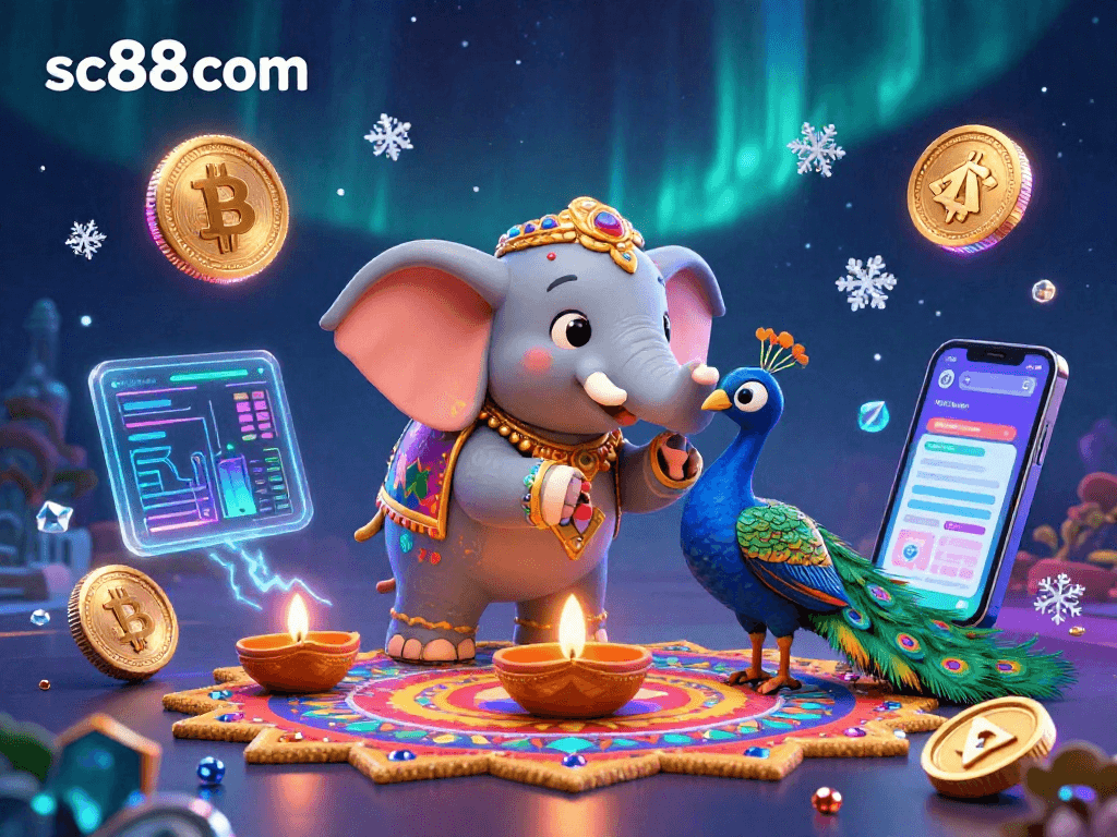 Play at sc88 com to enjoy vibrant 3D casino scenes with animated crypto elements and colorful characters.