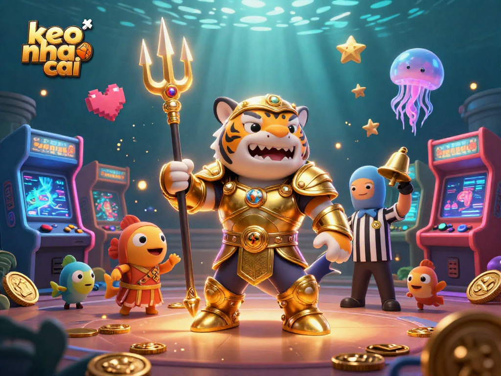 Engage with keo nha cai in a vibrant underwater arcade scene filled with dynamic gaming elements.