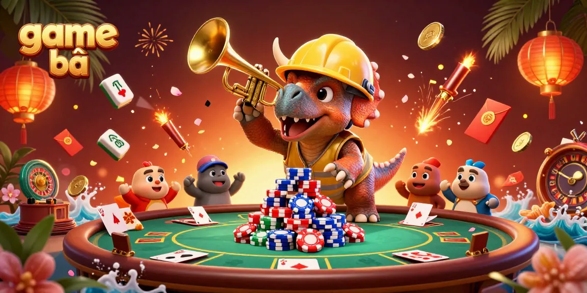 Engage in exciting game bài action with vibrant casino characters amidst celebratory elements.