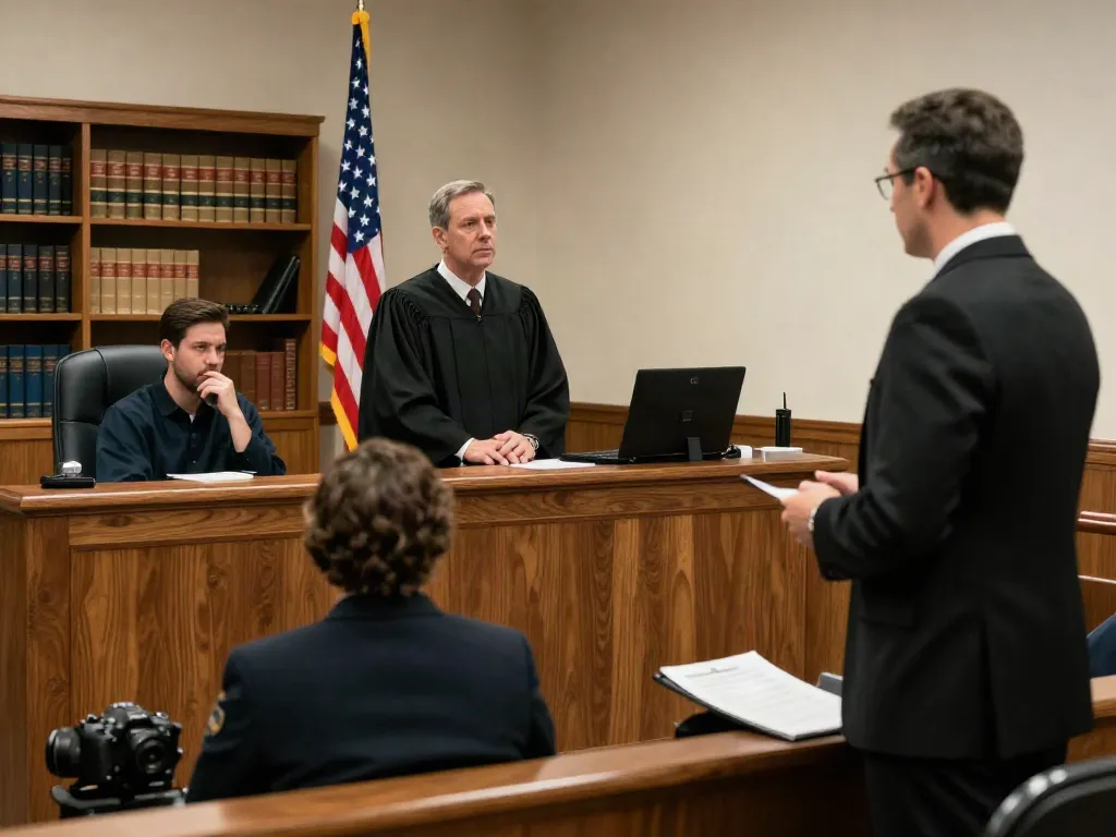 Judge Homier presiding over Cherokee County 2nd DUI punishment trial, courtroom filled with legal tension.
