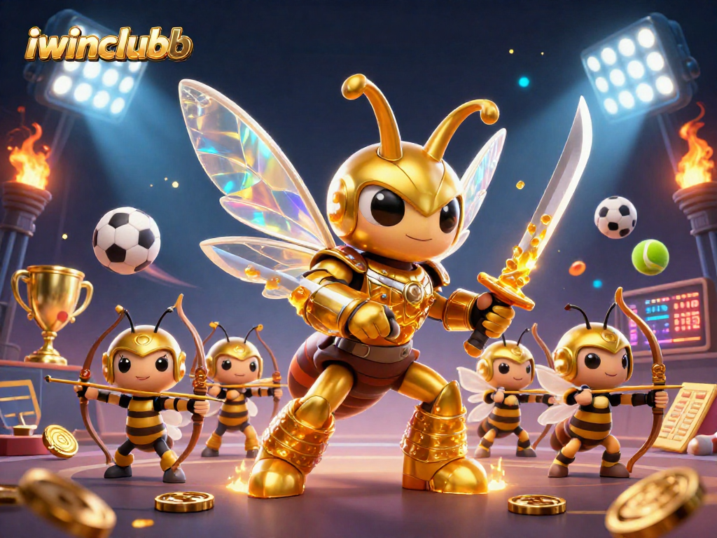 Experience dynamic gameplay with iwinclubb featuring golden hornets, sports elements, and action-filled scenes.
