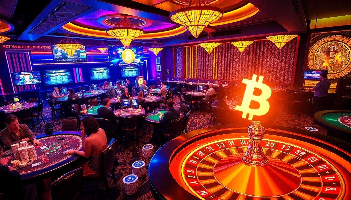 Experience the thrill of the best crypto casinos with vibrant gaming visuals and Bitcoin-themed excitement.
