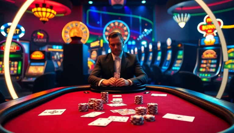Engaging poker scene showcasing f8 bet casino strategy with vibrant gaming elements.