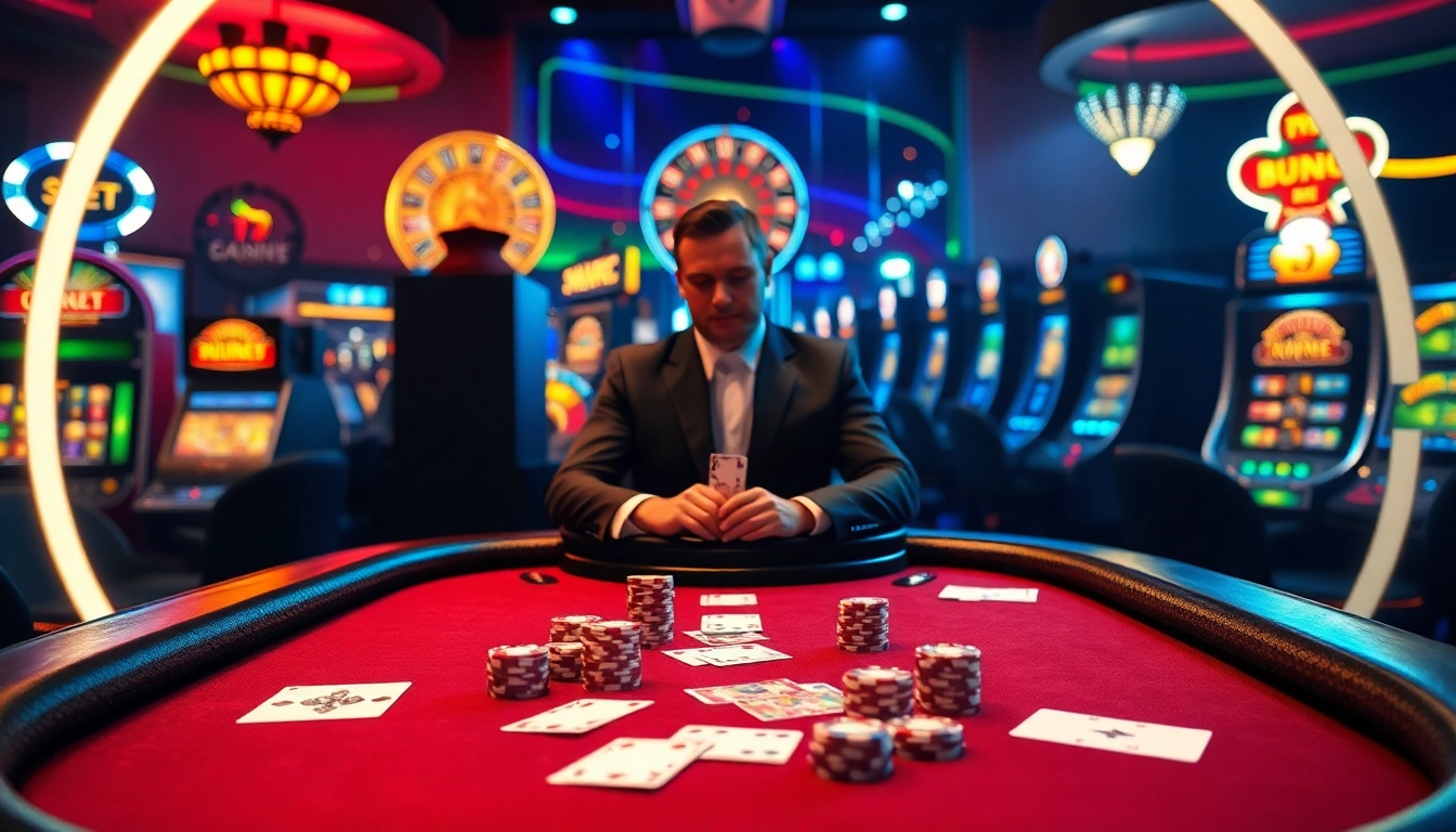 Engaging poker scene showcasing f8 bet casino strategy with vibrant gaming elements.