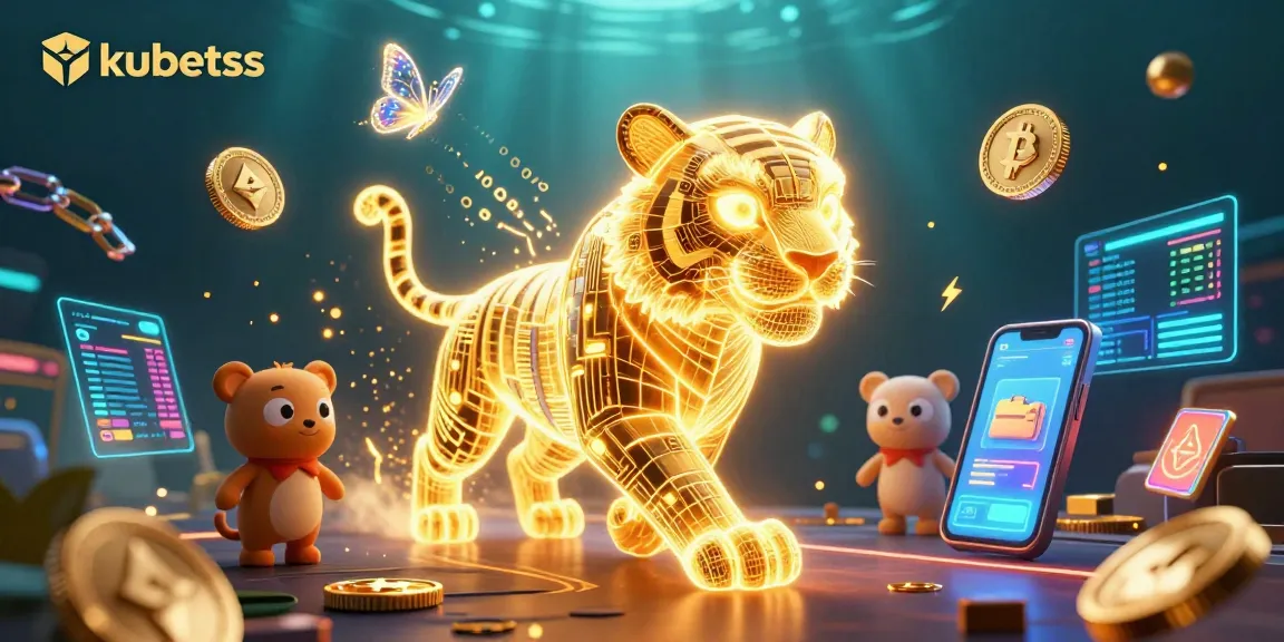 Experience the thrilling world of kubetss with a golden tiger in a vibrant digital casino landscape.