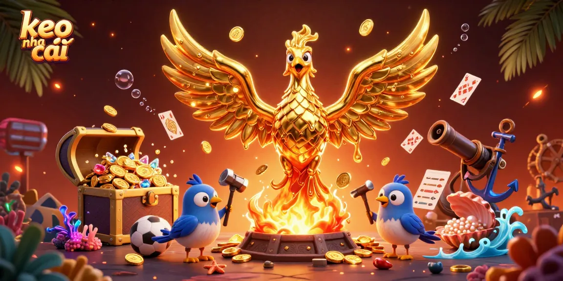 Experience thrilling sports betting with keo nha cai amidst floating gold coins and vibrant scenes.